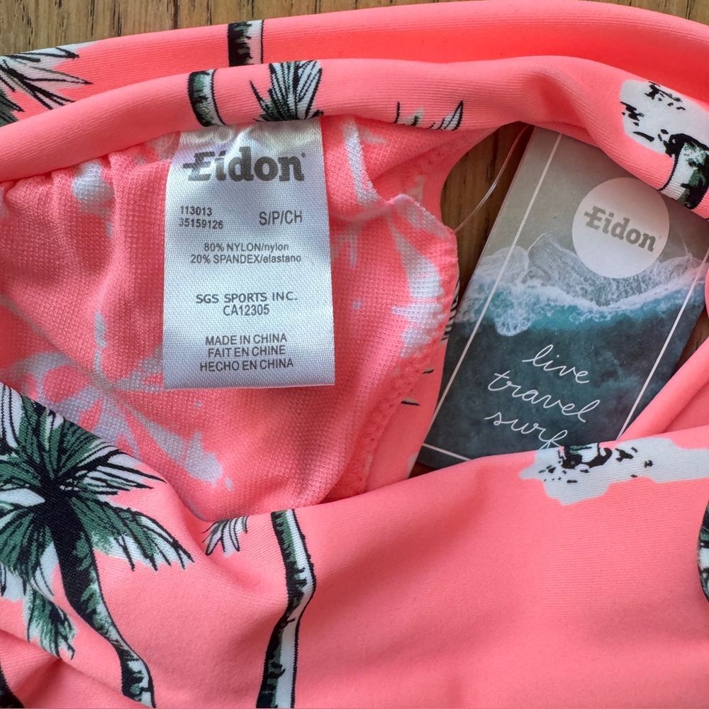 Eidon Pink Tropical Print Bikini Top Size S - NWT - Picture 5 of 5